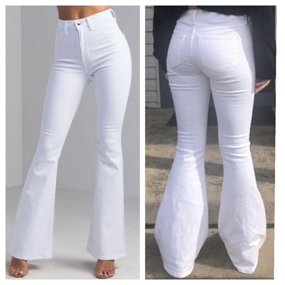 💥White Denim Bell Bottom Flare Jeans - Picture 3 of 8